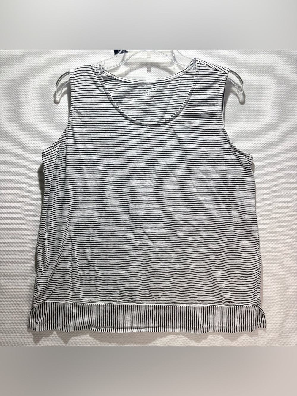 Lands' End Black and White Striped Scoop Neck Tank